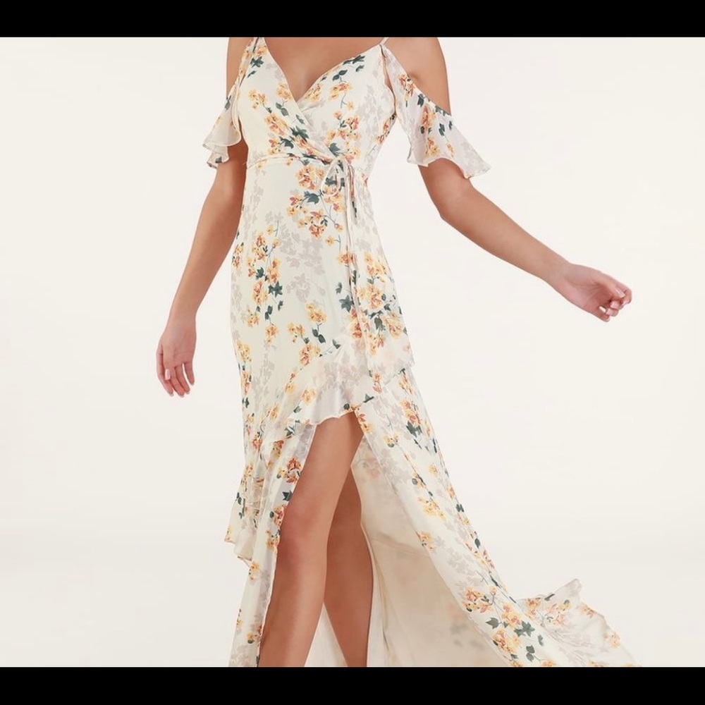Lulus floral print ruffle maxi dress